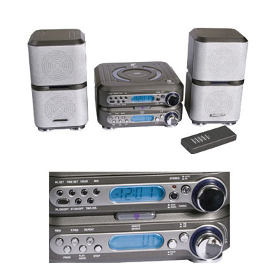 Mini Component Stereo Radio CD Player w Detachable Speakers